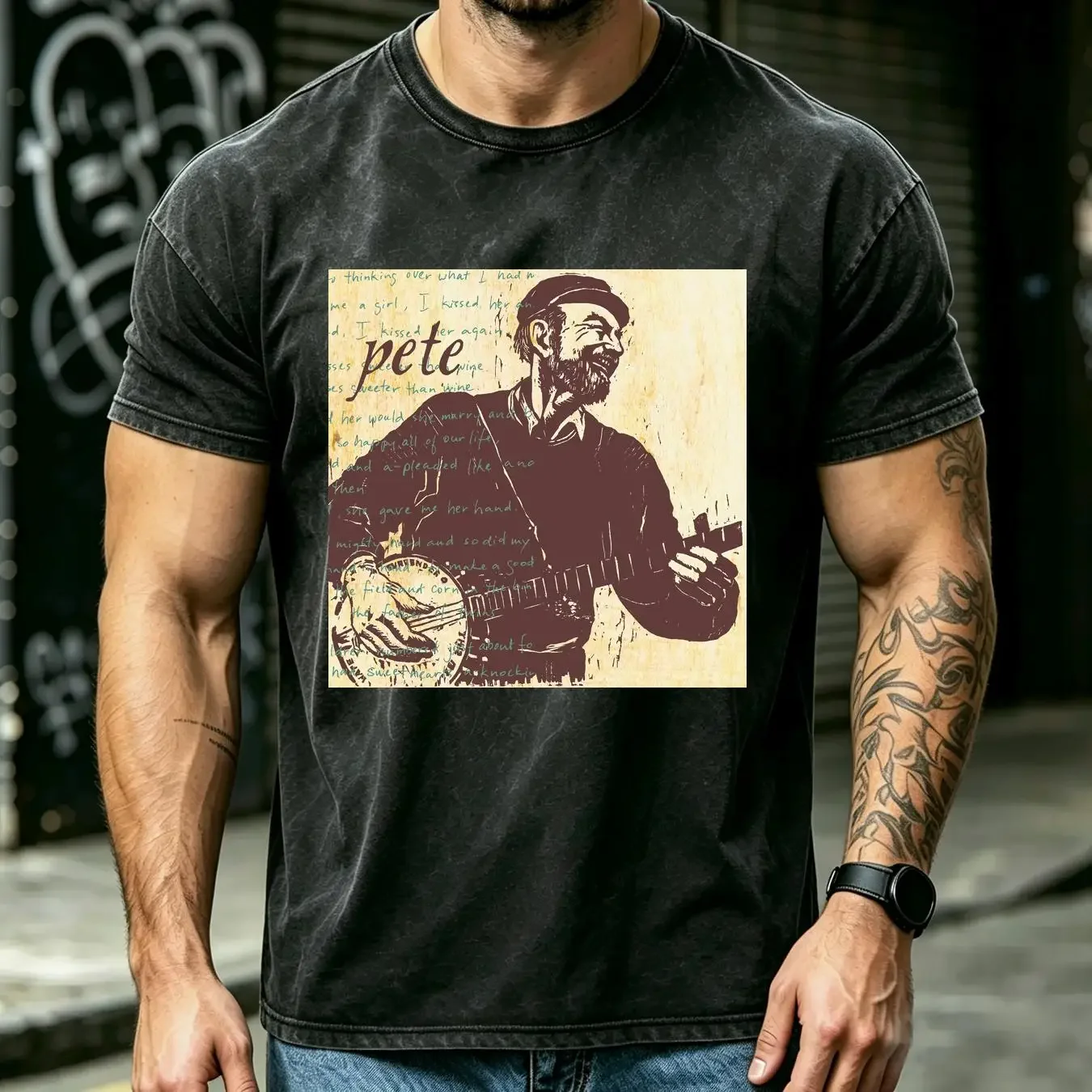 washed T Shirt Pete Seeger Country Music Legend We Shall Overcome 70s Vintage 1980s Rock For Fan long or short sleeves vintage