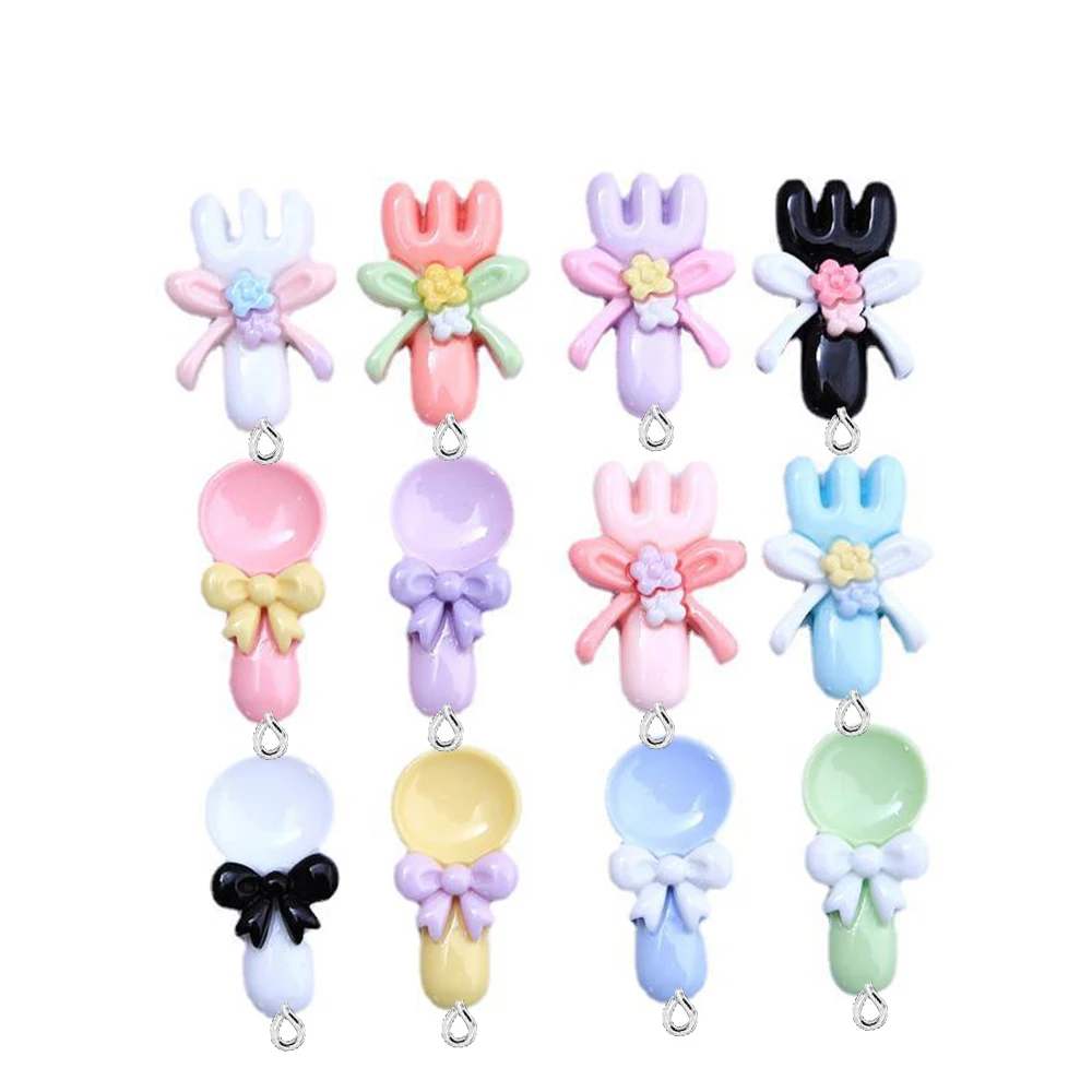 10PCS Shiny Forks Spoons Series Flat Back Charms For Earrings Bracelet Hairpin DIY Jewelry Pendants Decoration Accessories