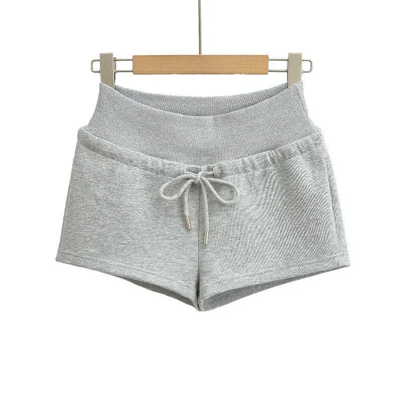 Threaded Elastic Waist Casual Shorts for Women Summer New American Spicy Girl Drawstring Show Figure Straight Hot Pants Cotton