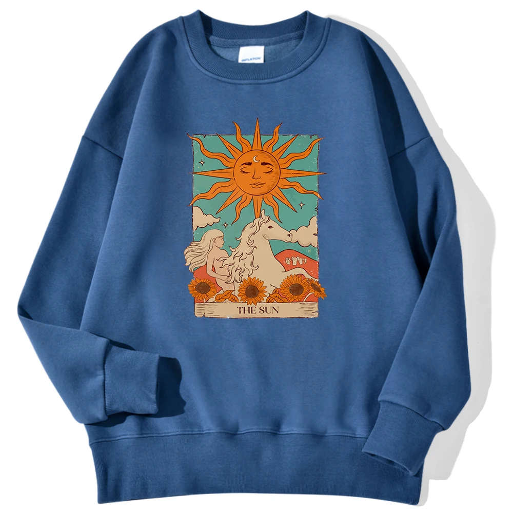 Tarot Card Art The Sun Print Man Sweatshirts Fashion Warm Comfortable Hoodie Loose Fleece Soft Pullover Autumn Casual Clothes