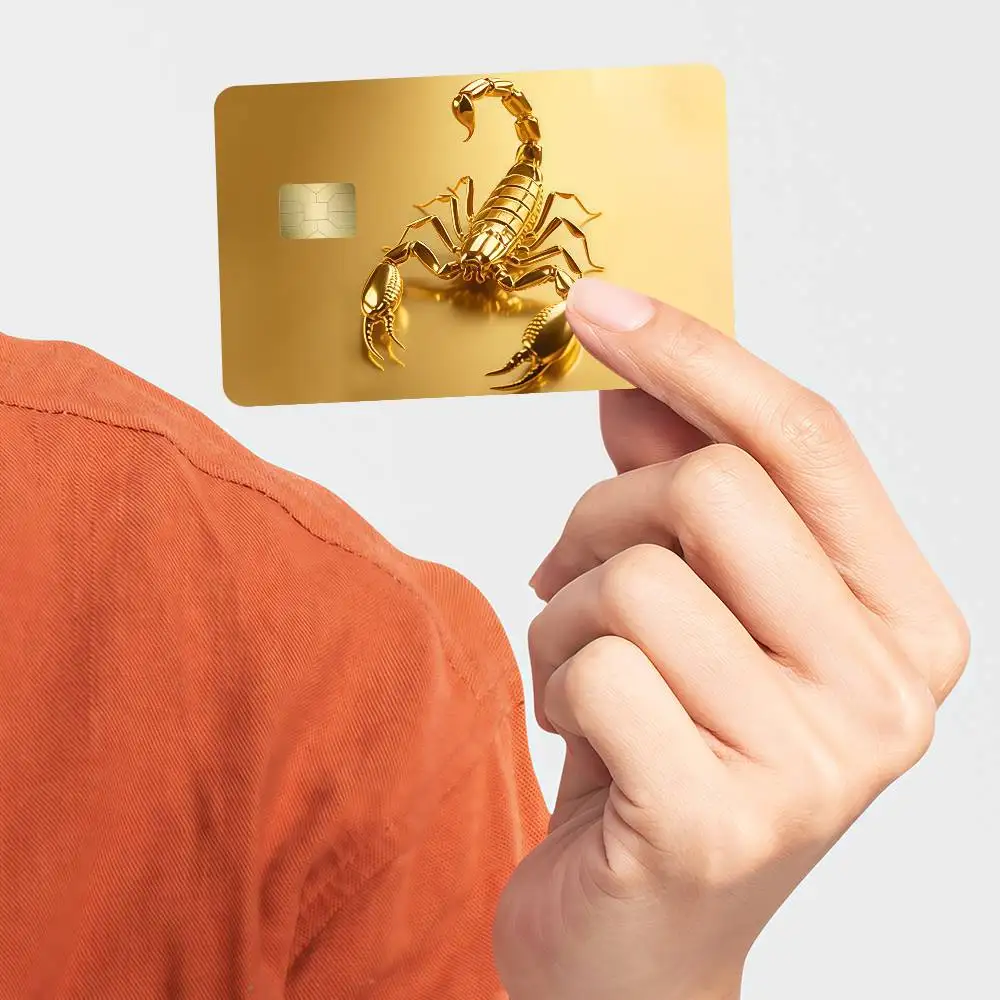 Fashion Metallic Scorpion Credit Card Skin Stickers for Bank Card Bus Metro Card Sticker Waterproof