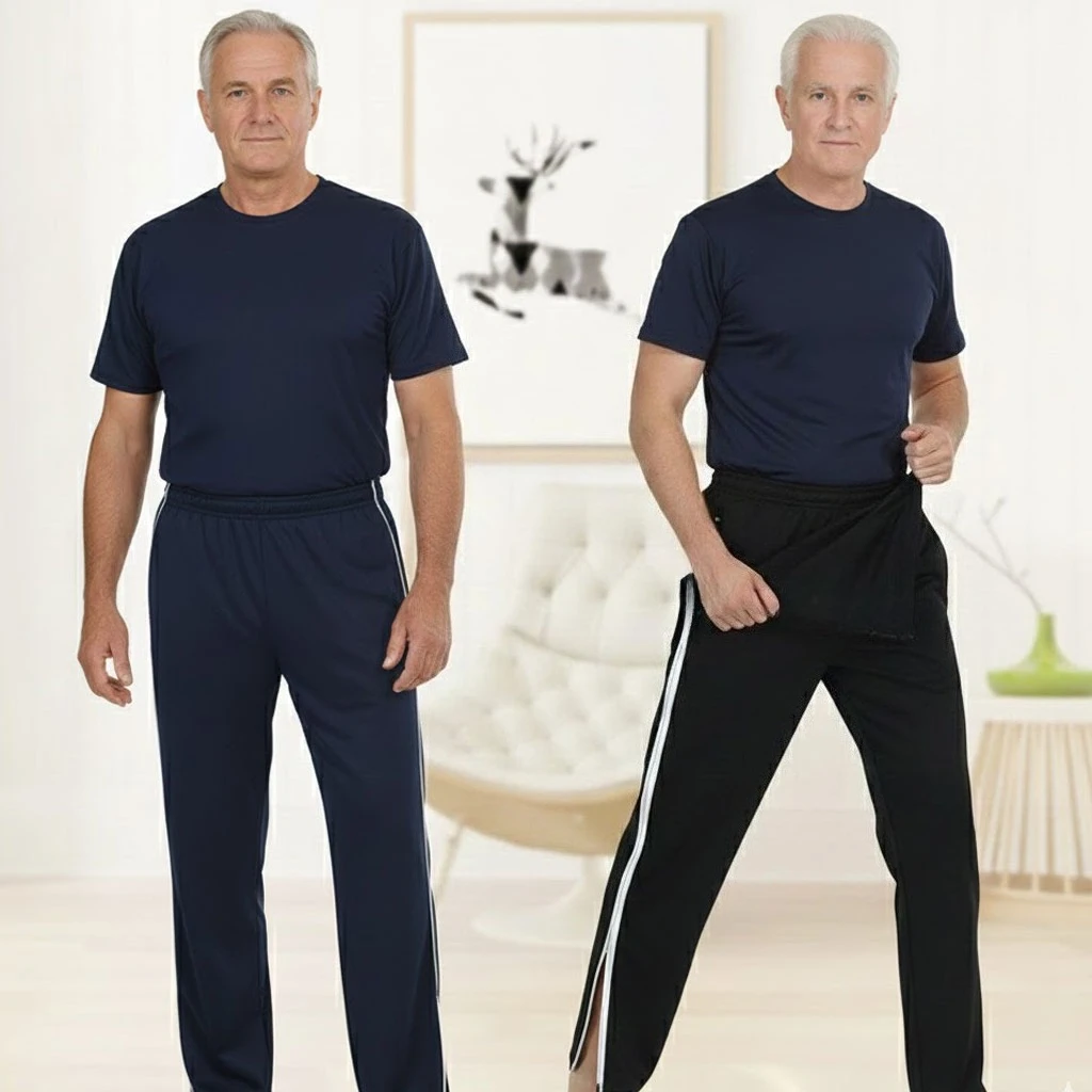 Pantaloni adattivi con cerniera laterale Comfort Fit: pantaloni leggeri primaverili/estivi per anziani, post-operatori e cura della mobilità limitata