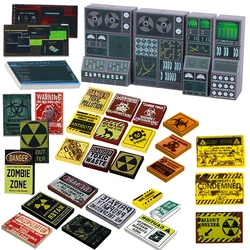 Zombie Crisis Printed Tiles Toxic Pollution Warning Board Signs Fire Evacuation Marks Bullet Weapons Computer Bricks Toys