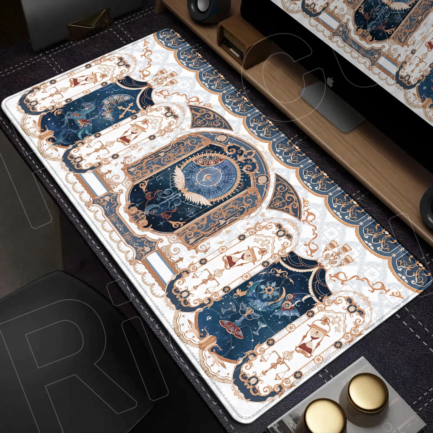 XXL Desk mat Gaming Angel Demon Tarot Rubber Mouse pad Cartoon Celestial Non-slip 80x40cm MousePad PC Accessories Protective pad