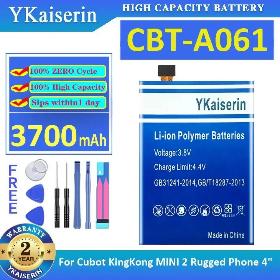 

Аккумулятор мобильного телефона емкостью 3700 мАч для Cubot Kingkong Mini 2, прочный 4-дюймовый надежный источник питания Cbt-A061
