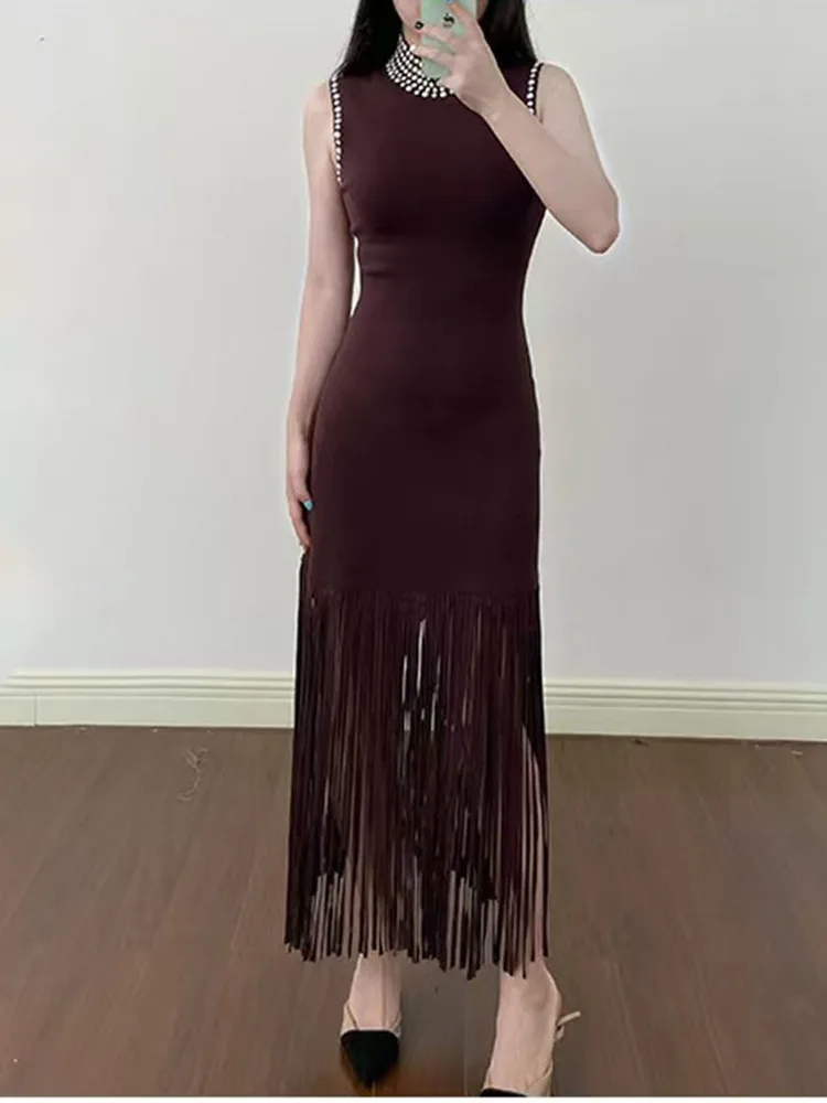 Ele Collo alto Svel con finiture di perle lavorate a maglia di fascia alta Dr da donna in versione H Vestibilità comoda da indossare ogni giorno