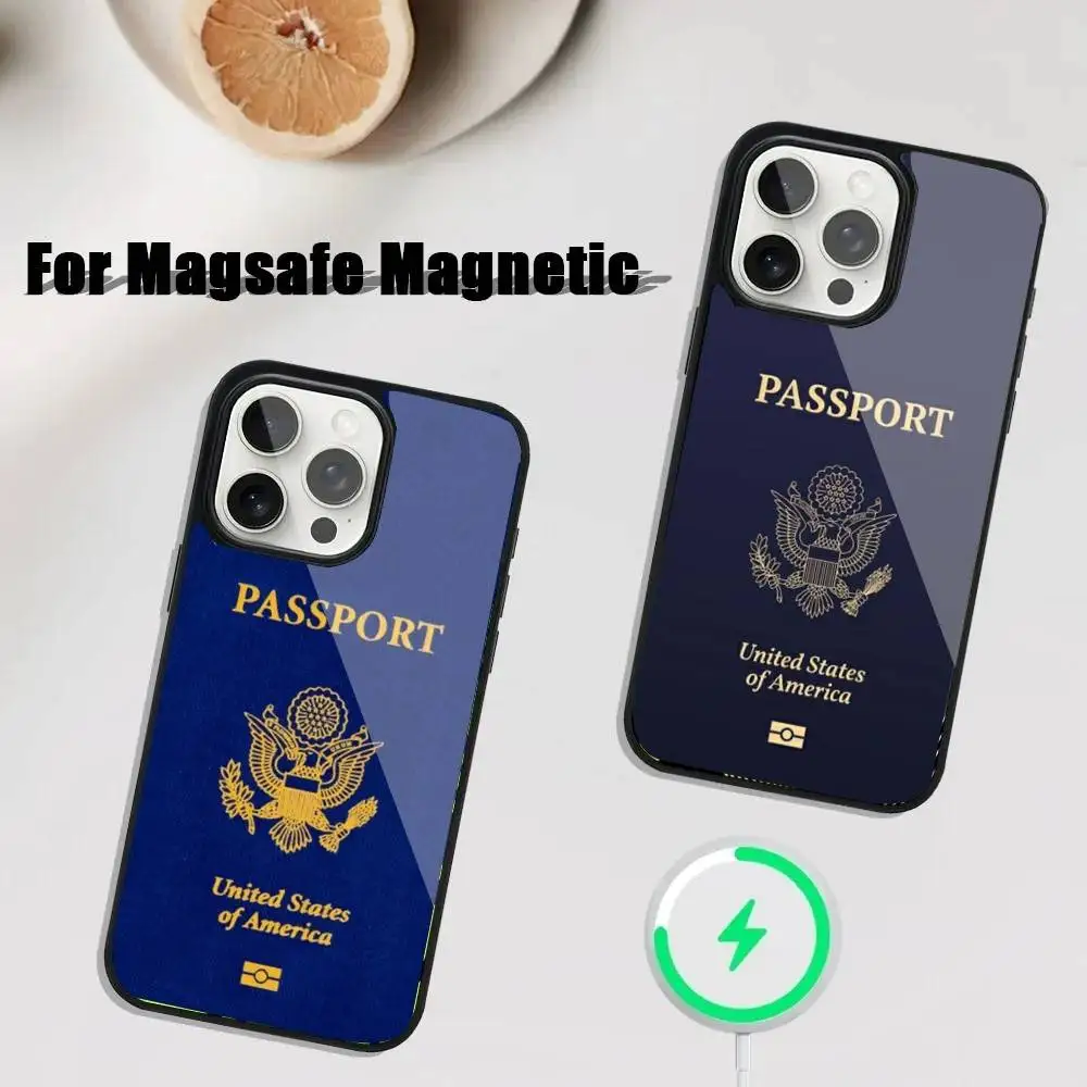 

USA Brasil Korean Passport Phone Case For iPhone 17,16,15,14,13,12,11,Pro,Max,Plus,Mini,SE4,E Magnetic Magsafe Wireless Charging