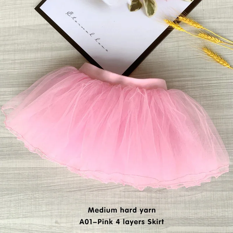 Girls Tulle Skirt Tutu Dancing Dress Multi-Layer Fluffy Short skirt Ballet Tutu Dance Skirts 4 Layers Mesh Gymnastics Half Skirt