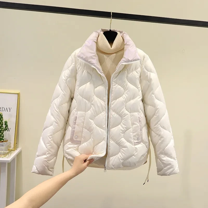 

Women's Mid Length Korean Loose Standing Collar Cotton Jacket Lightweight And Warm Winter Cotton Jacket Thickened Jacket Female