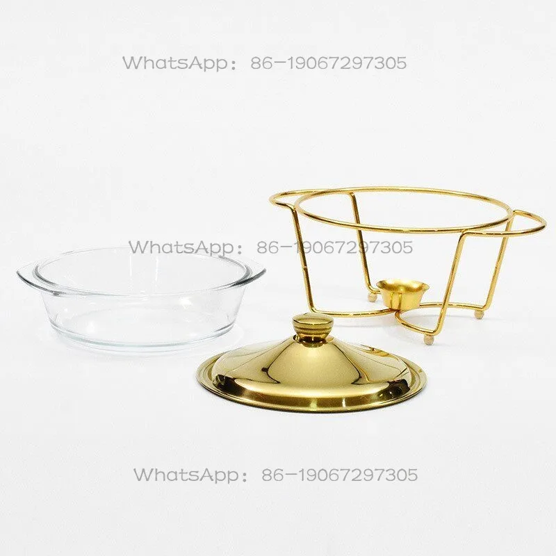 Hotel stainless steel open stove household glass round soup pot bowl hotel tableware pot stove
