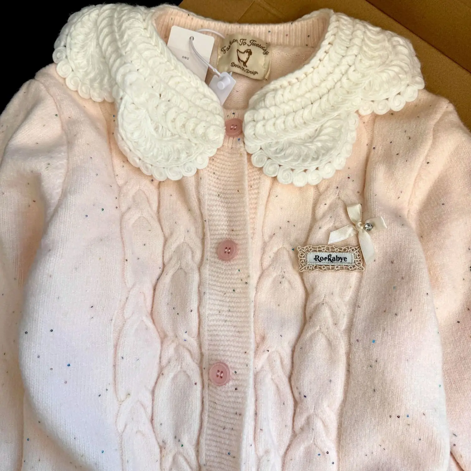 

Japan Lace Gentle Sweater Sweet Stitching Sweater New Lace Knit Cardigan Coat In Autumn And Winter