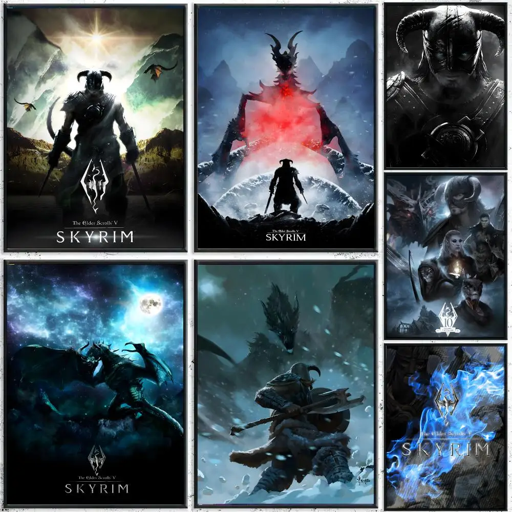 The Elder Scrolls Gaming Room Decor Poster HD Waterproof Wall Decal for Study, Living Room & Garage, DIY Great Gift for Fans