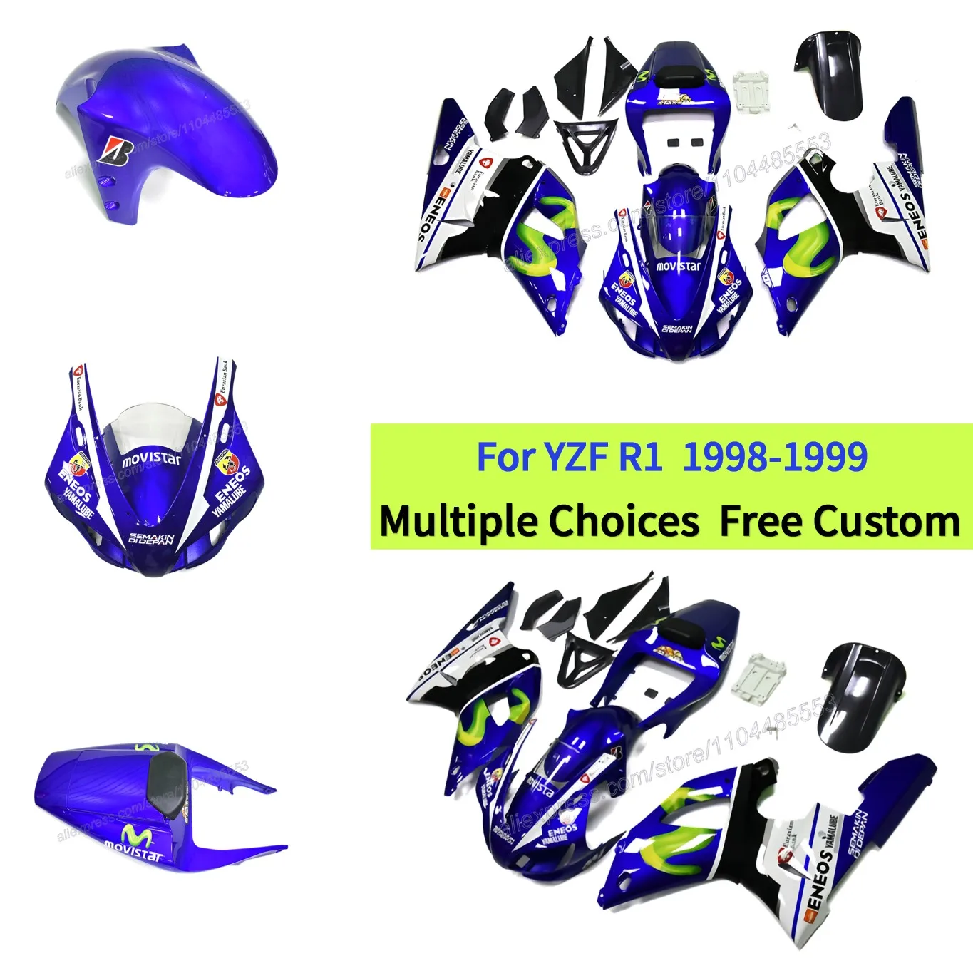 

Custom Injection Fairings Kits Fit For Yamaha R1 1998 1999 YZF1000 YZF R1 99 98 Motorcycle Bodywork Set
