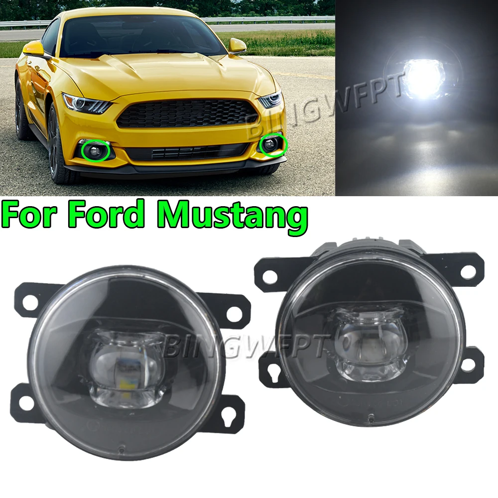 Top Quality 2Pieces Fog Lights LED Headlight For Ford Mustang 2005 2006 2007 2008 2009 2010-2017 Fog Lamp Foglight Fast Shopping