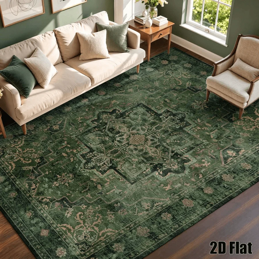 1Pc Retro European Palace Pattern Rug, Luxury Art Decorative Rug, Suitable for Living Room, Bedroom, Dining Room, Bedside, Indoor and Outdoor Patio, Home Decoration