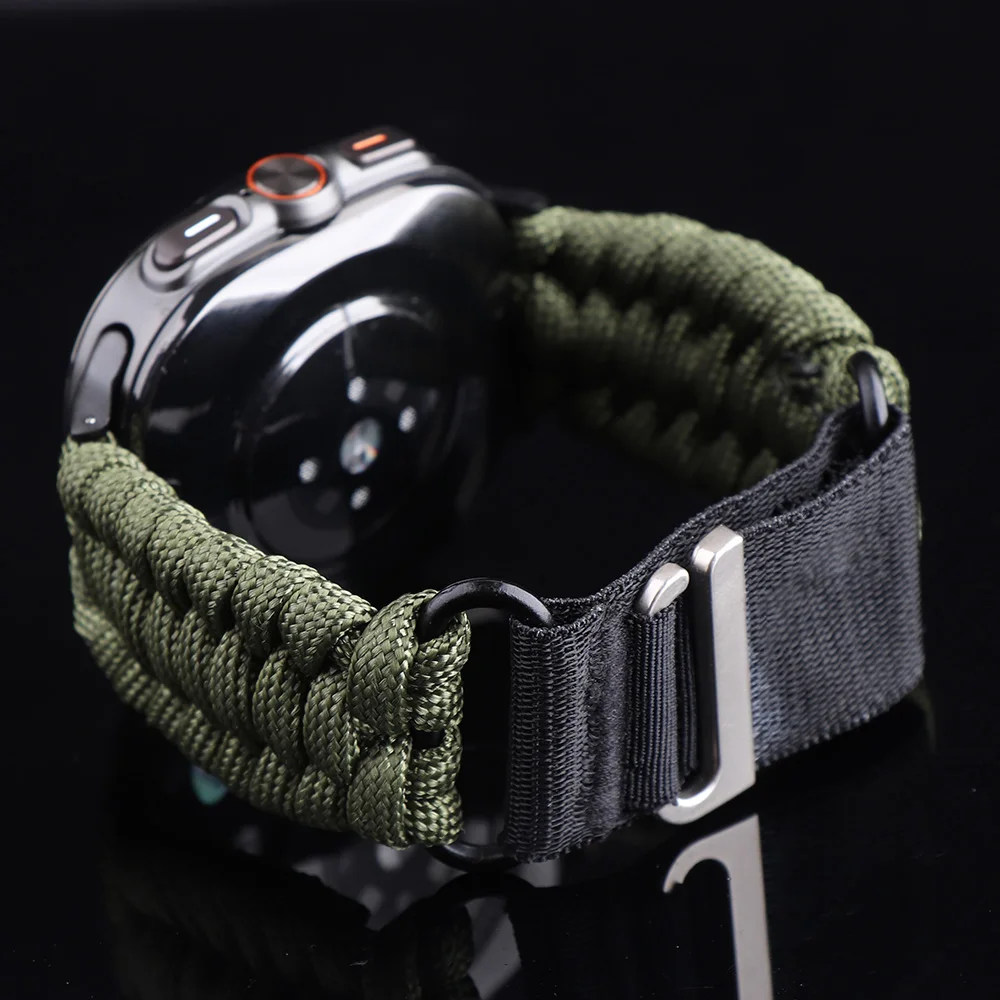 20/22mm Band For Samsung Galaxy Watch 8 8 Classic Ultra 7/6/5/4/3 Strap Nylon Umbrella Rope Huawei Watch 5/4/GT5/GT4/GT3/GT2