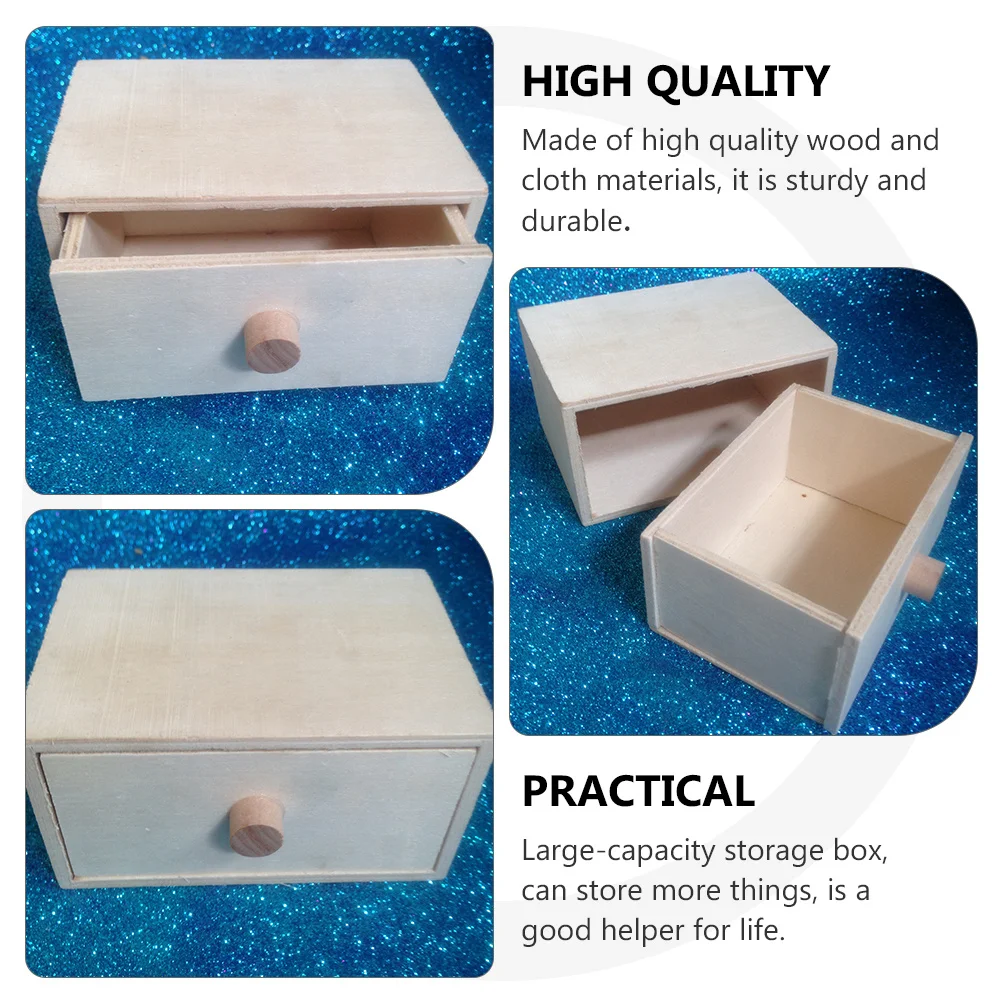 

2pcs Wooden Drawer Box Desktop Storage Organizer Diy Painting Case Cosmetics Container Gift Packaging Wood Box Handicraft Sewing