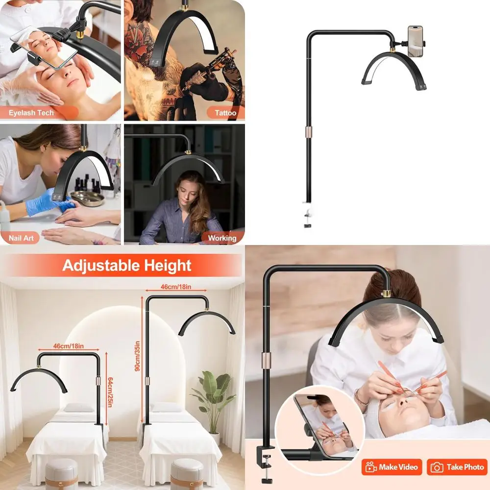 

Adjustable 3-Color LED Clamp Desk Light for Tattoo, Lash, Makeup, Photography, Reading, and Office Use (Black)