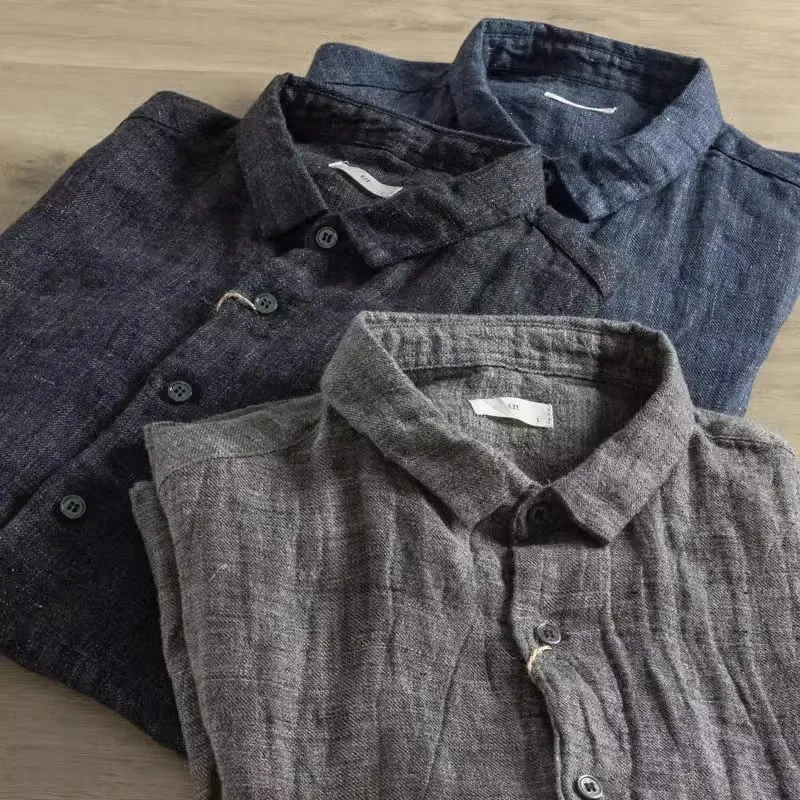 Свободный крой Long Sve, хлопок и лен, мужской модный брендовый весенне-осенний большой размер 36, модный топ, повседневная одежда