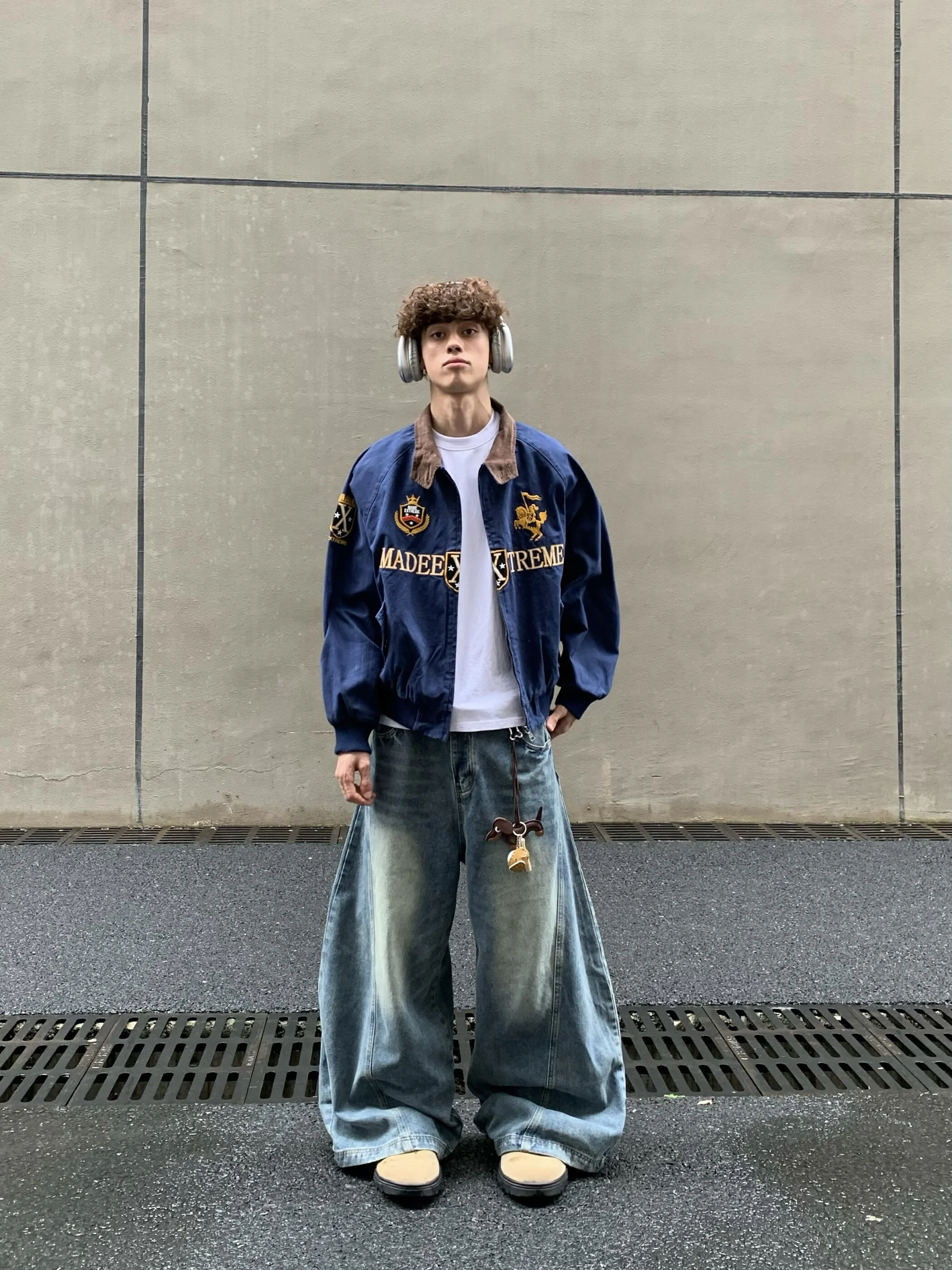 

Мужская рабочая куртка-харрингтон в американском ретро-стиле, весна-осень, свободный крой, повседневная, уличная, с вышивкой, модная, из полиэстера