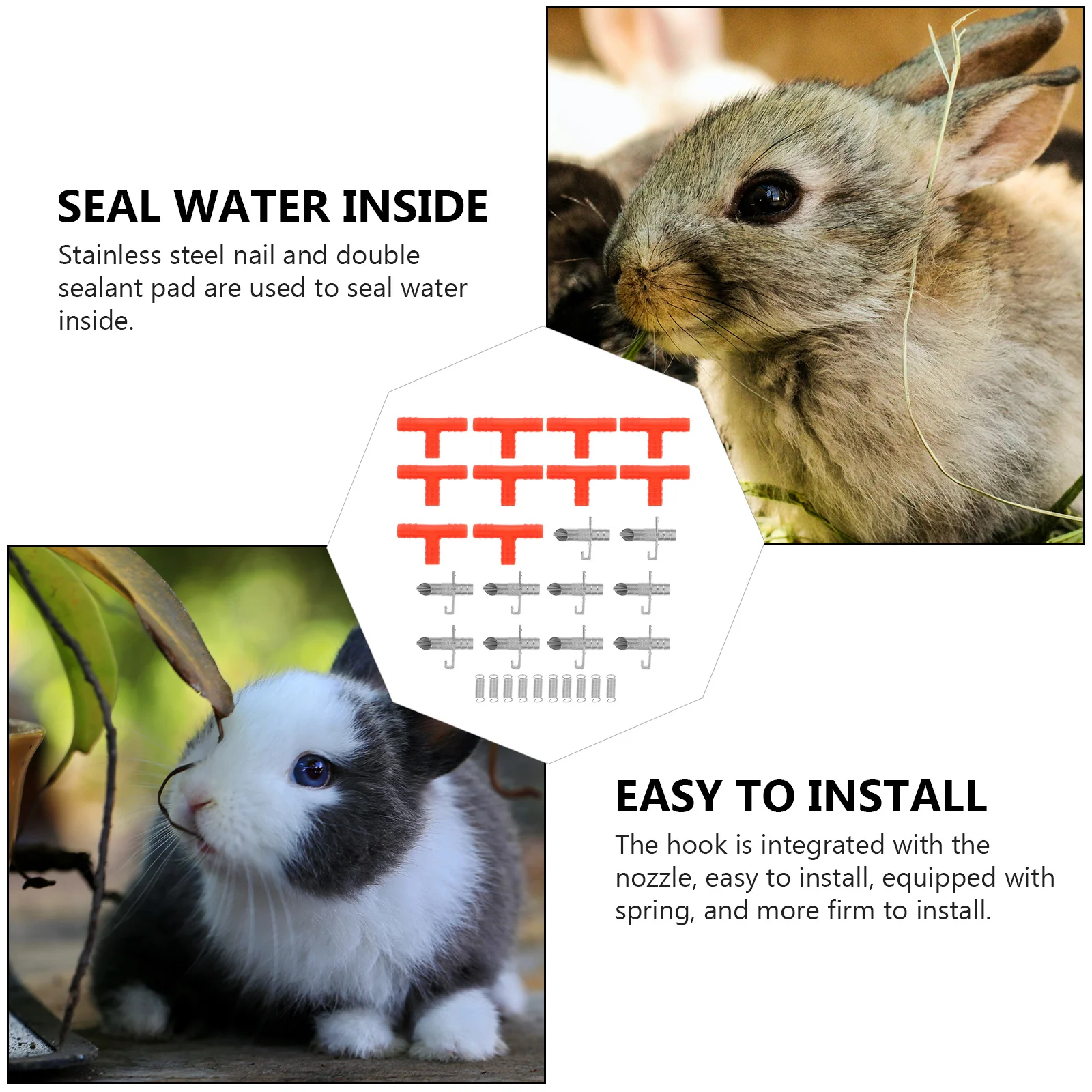 

10Sets Rabbit Drinker No Rust Long Life Auto Water Feeding Device Simple Operation Professional Manufacture Bunny Equipment