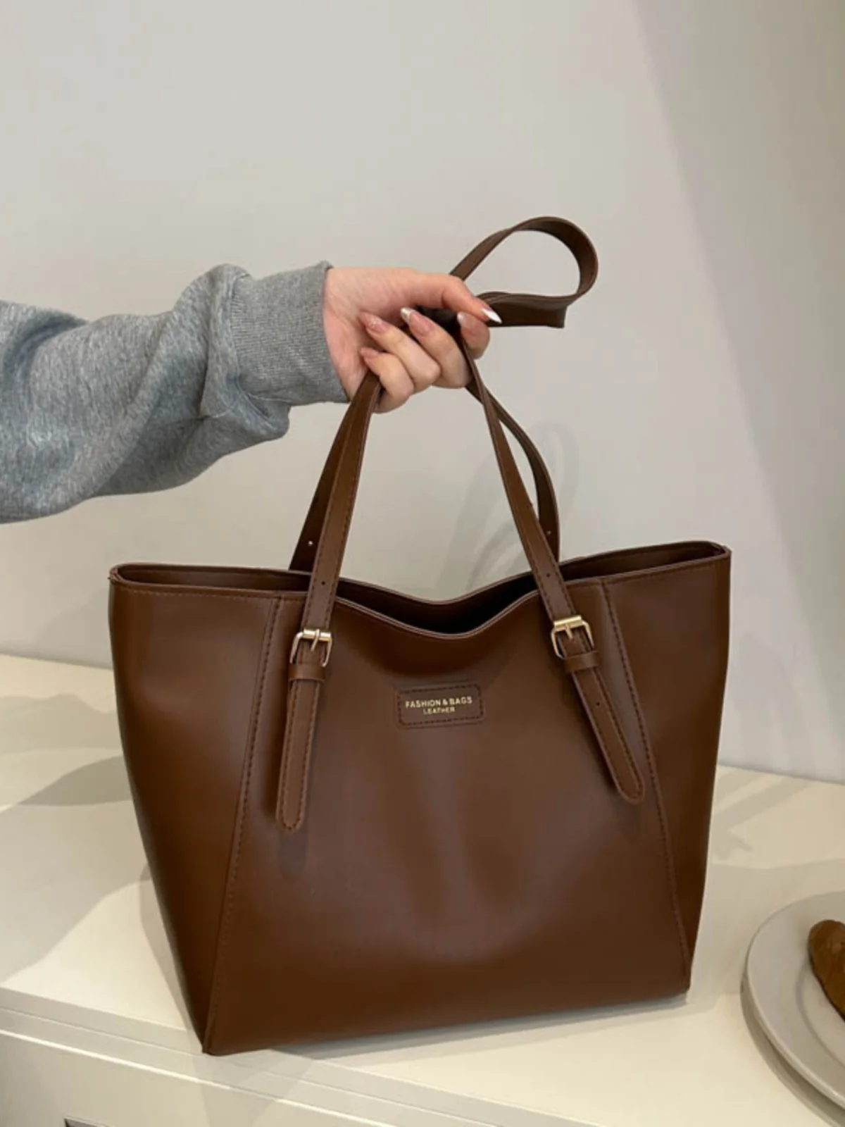 حقيبة كتف نسائية بتصميم بسيط وسعة كبيرة، موديل 2024 الجديد بأسلوب كوري، حقيبة يد للطالبات الجامعيات