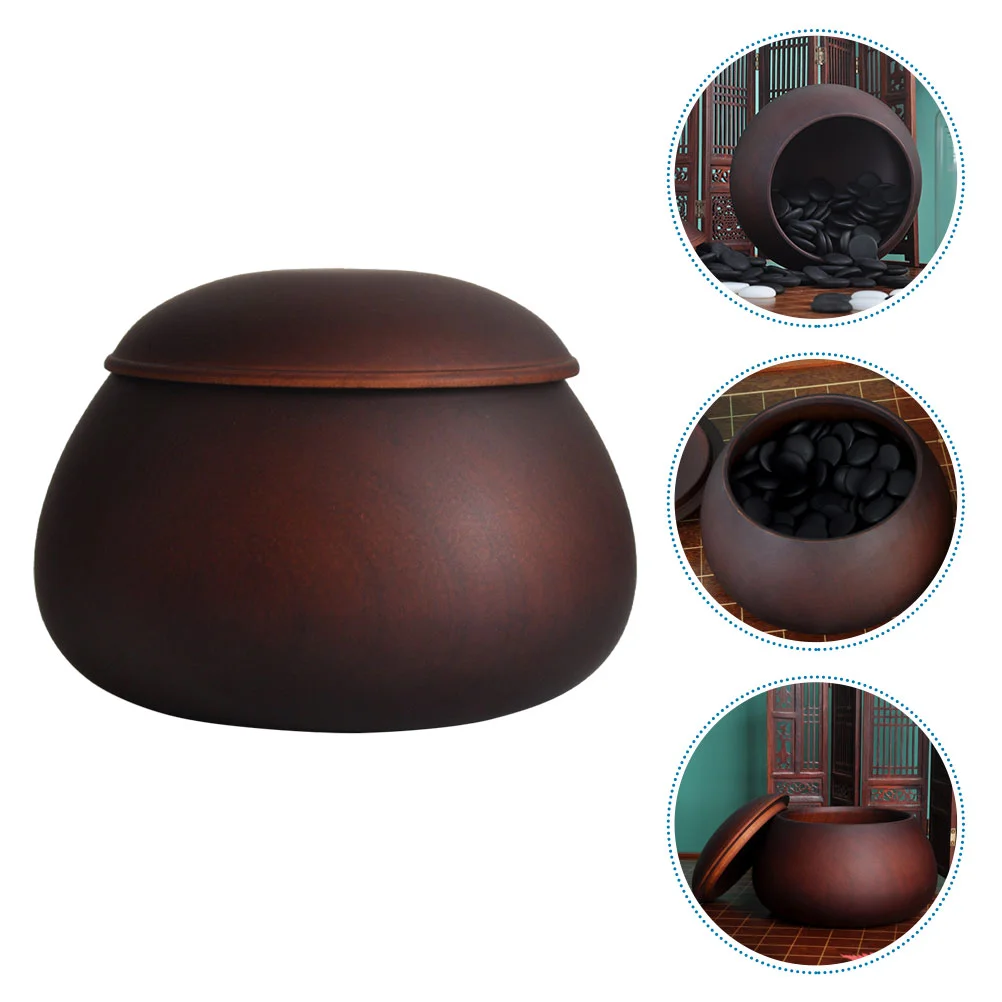 

Jujube Jar Wooden Chess Container Bowl Storage Case Jars Can Stones Holder with Cover