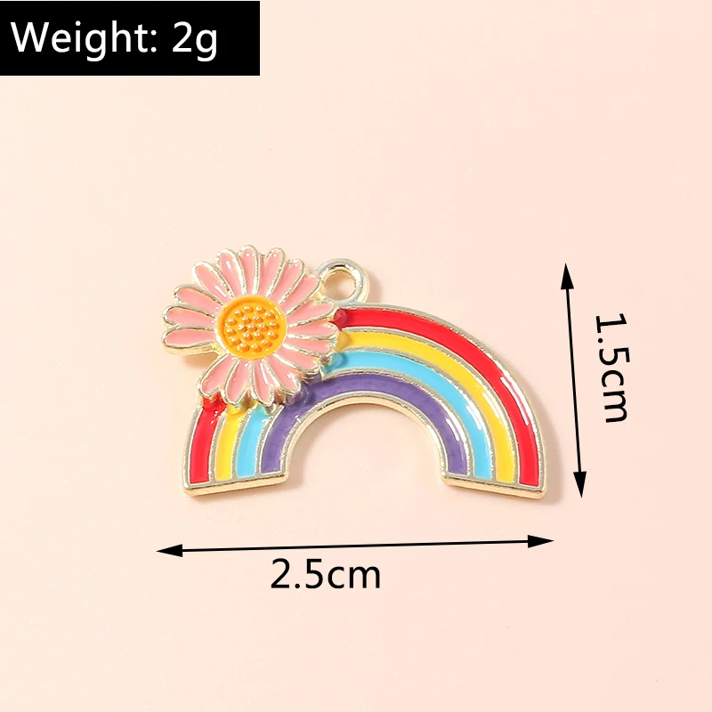 Leslie 10 Stück/Set Bunte Emaille-Regenbogen-Anhänger für Schmuckherstellung, Modische Regenbogen-Ohrringe, Halskette, DIY-Bastelzubehör – Detail 12