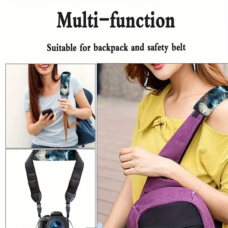 2pcs Glowing Wolf Heart Car Seat Belt Cover, Magical Style, Universal Fit, Soft Polyester Fabric, Fashionable Auto Interior