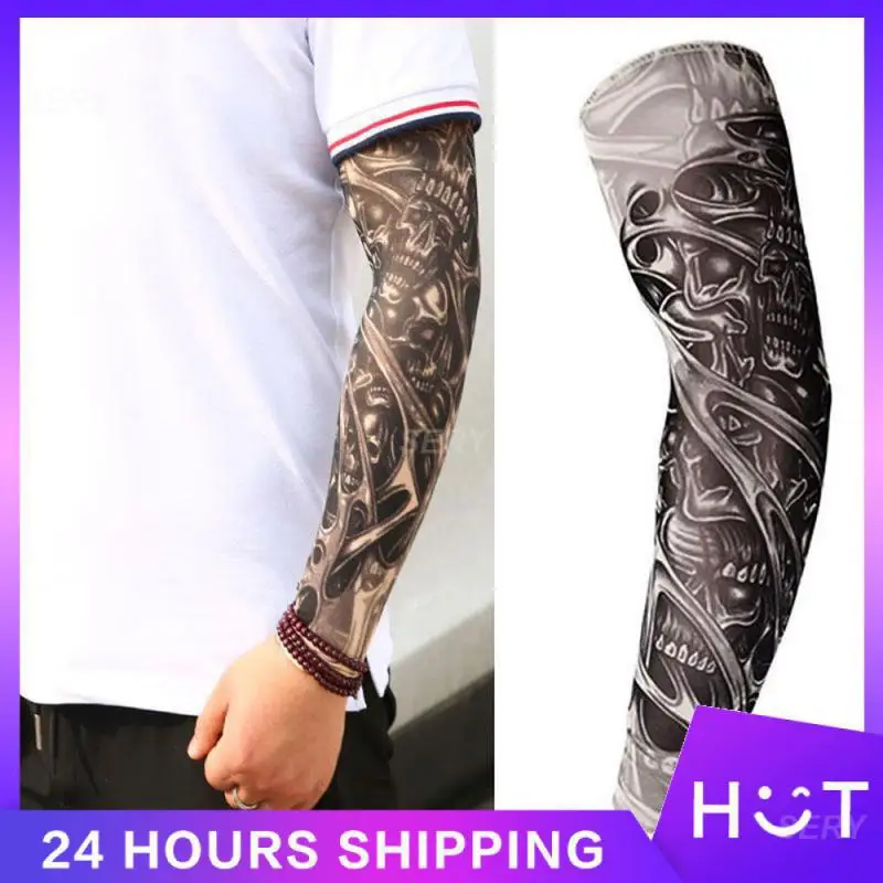 Arm Sleeves Easy Slip On 3d Tattoo Uv Protection Arm Covers For Outdoor Sports Patterned Sleeve Sunburn Trendy Tattoo Sleeves