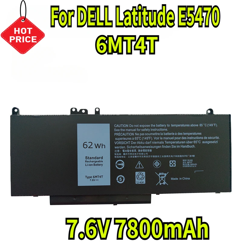 

7.6V 7800mAh 6MT4T Laptop Battery for DELL Latitude E5470 E5570 M3510 15.6" Sereis 7V69Y TXF9M 79VRK 07V69Y