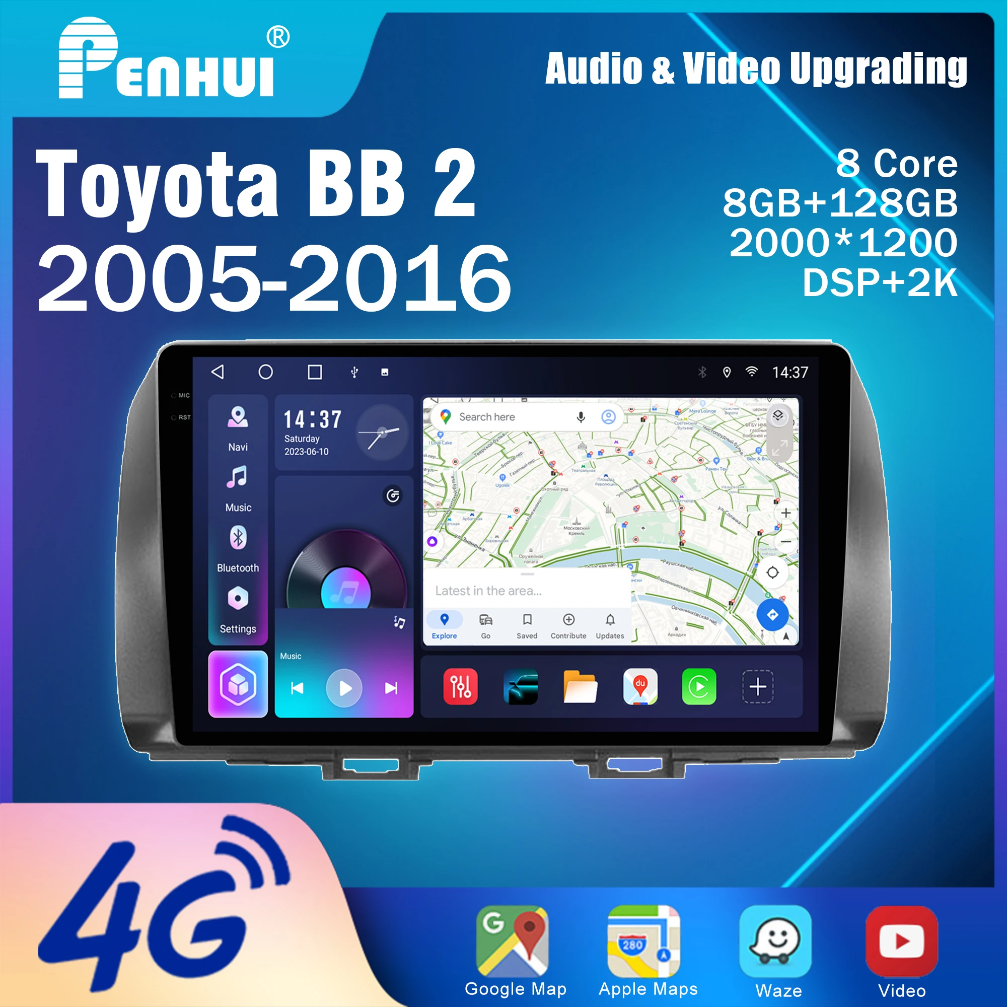 Penhui Android Car DVD Player Screen for Toyota BB 2 2005 - 2016 Audio Video 2 Din DSP  Bluetooth  Carplay