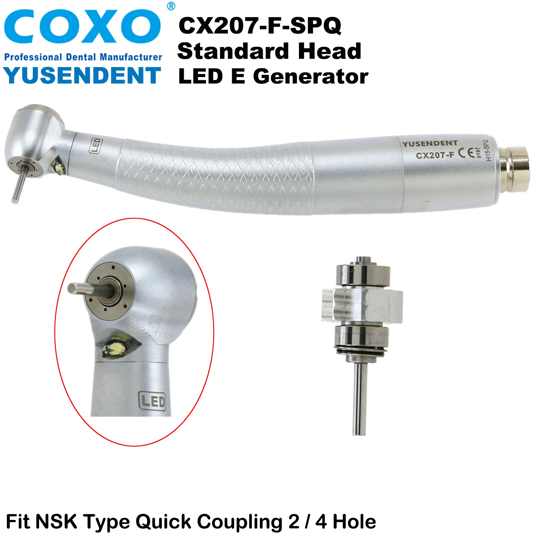 

COXO CX207-F-SPQ Dental Self-Power LED High Speed Turbine Standard Head Handpiece Fit NSK