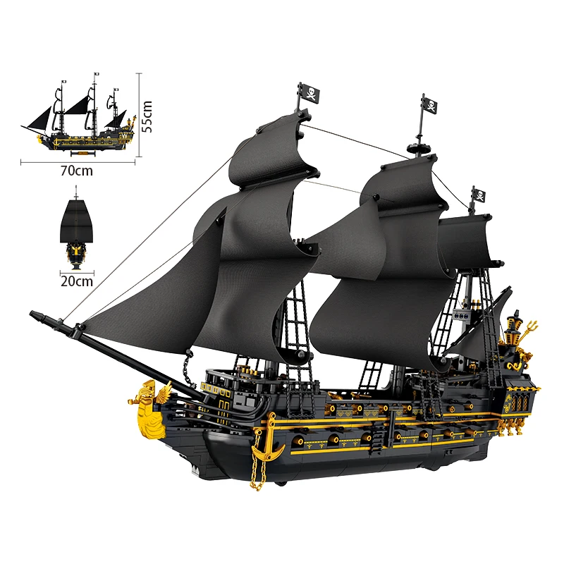 

Large Pirates The Black Pearl Ship Building Blocks Set MOC Movie Series Boat Model Bricks Kids Assembled Toys Gifts For Boys