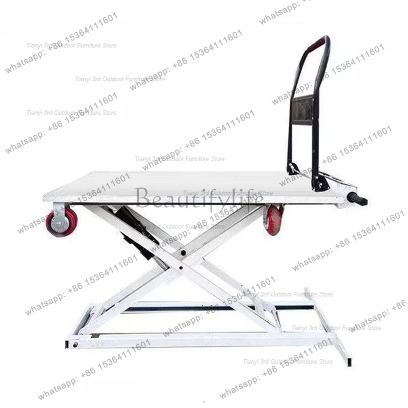 

Nordic Creative Handcart Electric Hydraulic Lifting Portable Cart Handling Scissor Mobile Flat Cart Stable Commercial Tool