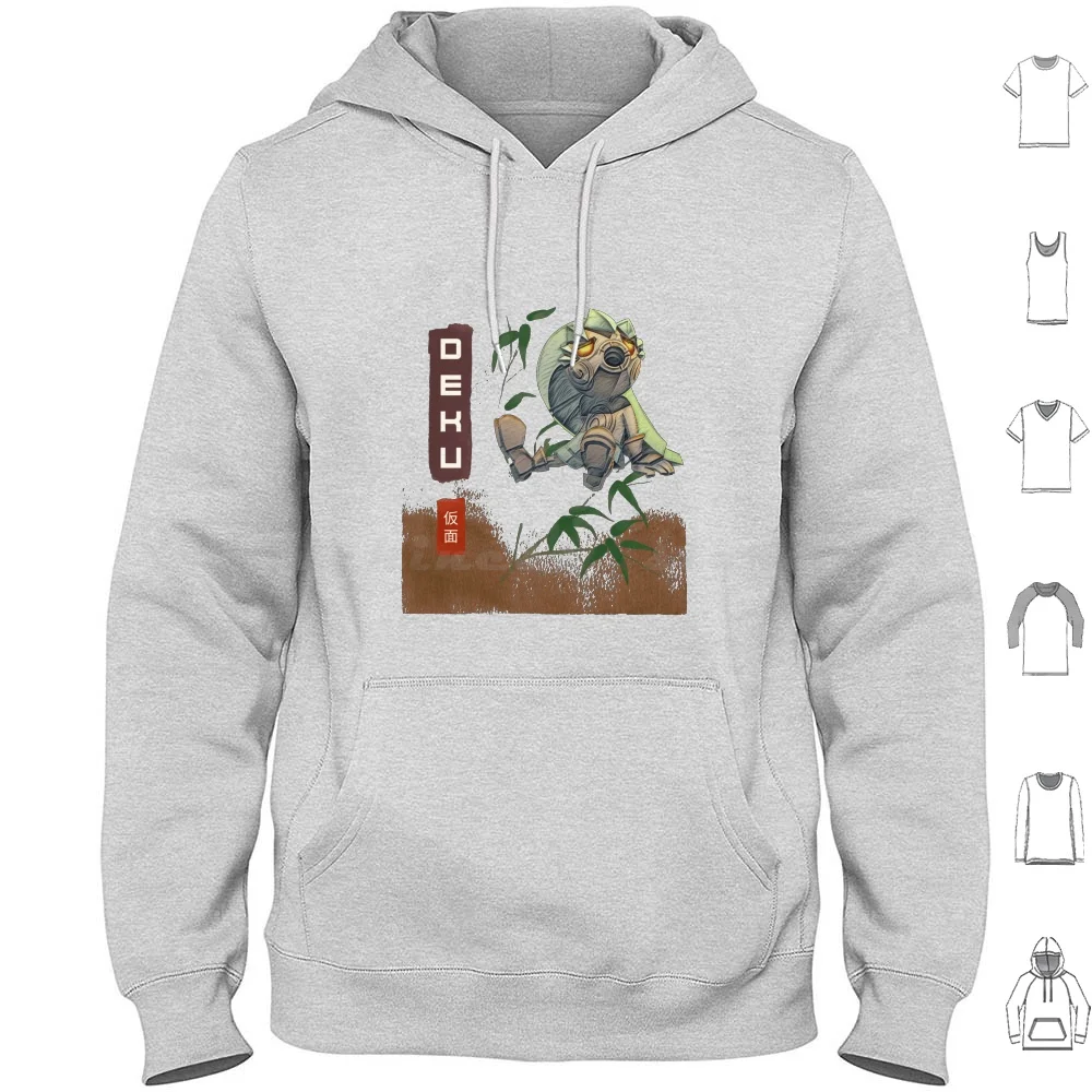 Máscara de Majora Deku Link Sumi-E estilo sudadera con capucha de algodón de manga larga Majora Majoras Deku Link Sumi E japonés antiguo Japón