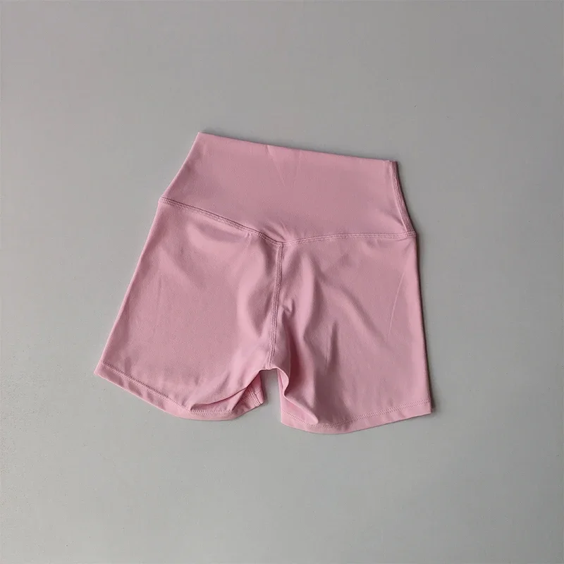 Damen High-Waist Yoga-Shorts in Nude, schnelltrocknend, für Fitness, Sport und Laufen, für den Sommer, Outdoor-Bekleidung, angenehmes Tragegefühl – Detail 4