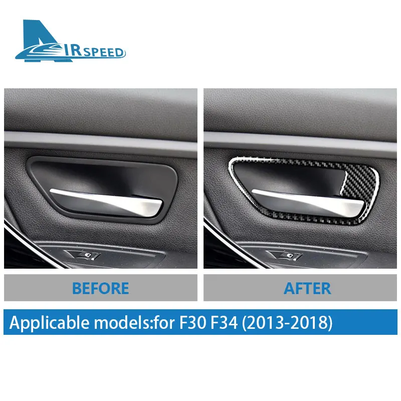 

Interior Trim For BMW 3 Series F30 F34 Car Door Handle Frame Sticker 2013 2014 2015 2016 2017 2018 4pcs Carbon Fiber Accessories