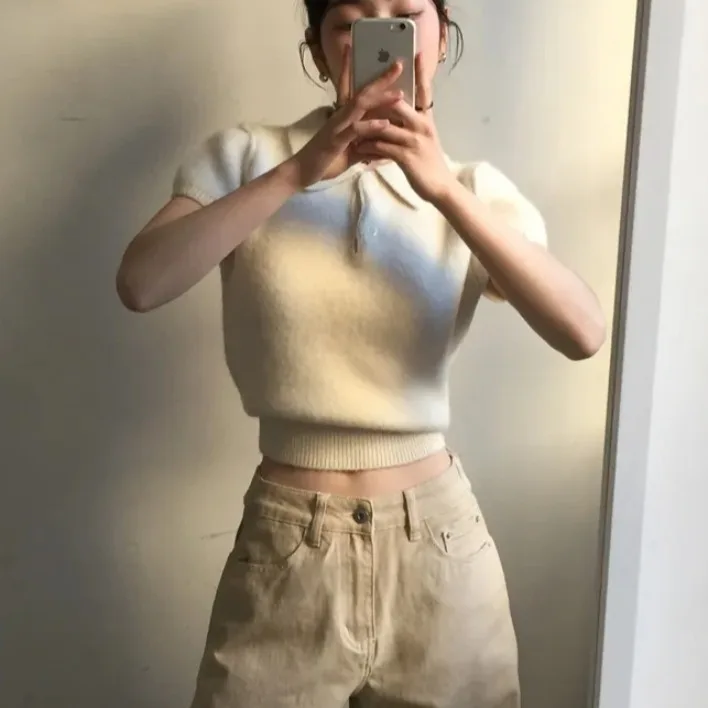 เสื้อสเวตเตอร์ถักนิตติ้งผู้หญิง สไตล์ลำลอง แฟชั่นหวาน น่ารัก สีพื้น เรียบง่าย เหมาะสำหรับใส่ไปทำงาน อายุ 8-24 ปี