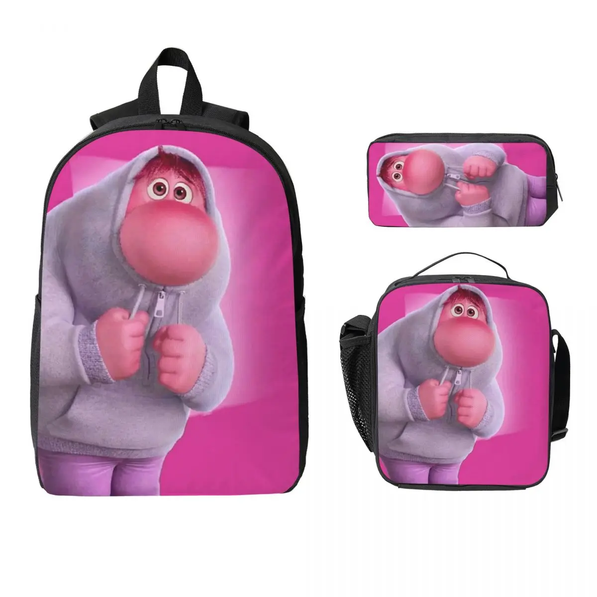 

Рюкзак с героями мультфильмов Inside Out, студенческая сумка для книг для мальчиков и девочек, школьная сумка, сумки на плечо, изолированная сумка для обеда 3 шт., пенал