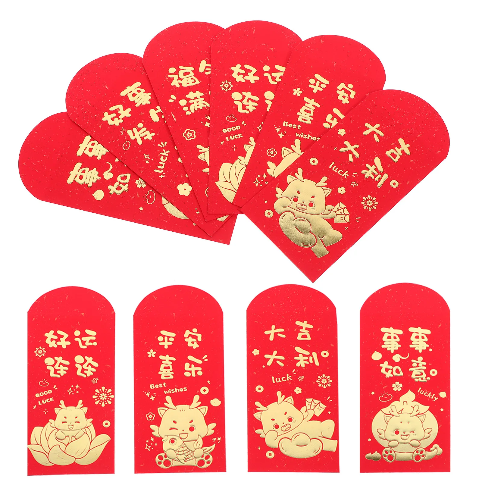 18Pcs Chinese Style Red Envelopes Dragon Design Creative Red Pockets for Lunar New Year Festival Money Packets