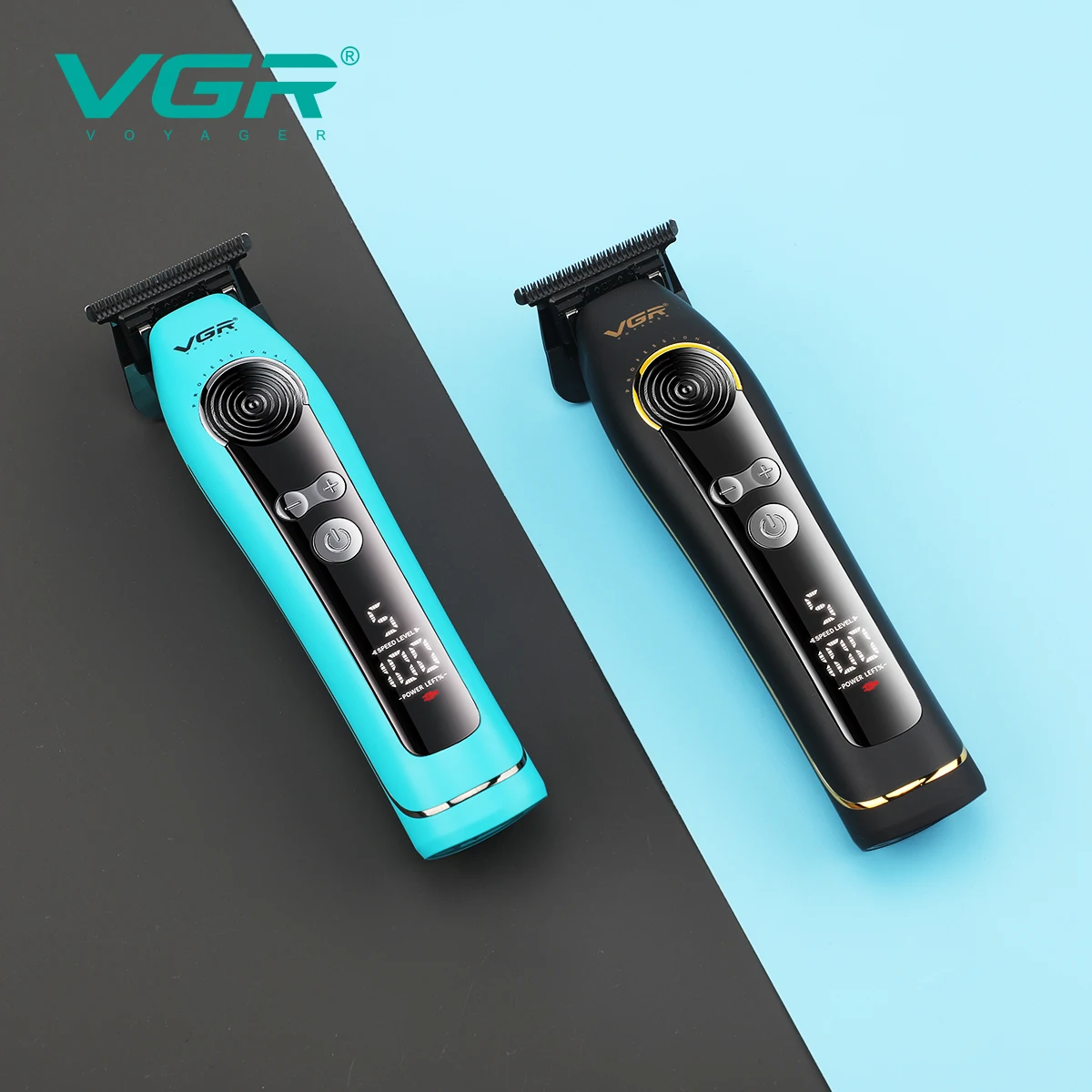 ماكينة قص الشعر الكهربائية VGR مع 9000 دورة في الدقيقة للرجال، شاشة LCD رقمية لصالون الشعر، ماكينة تشذيب الشعر المنزلي برأس الزيت V-299