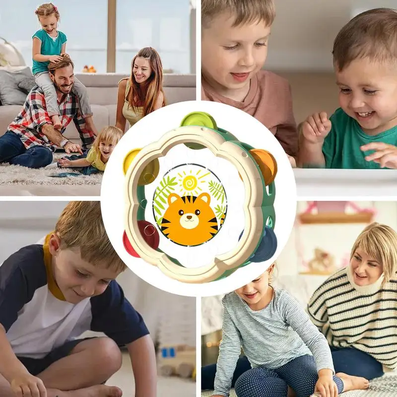 Tamburine für Kinder niedlichen Cartoon Kinder Percussion Spaß kleine Tamburin interaktive musikalische pädagogische Hand instrument für