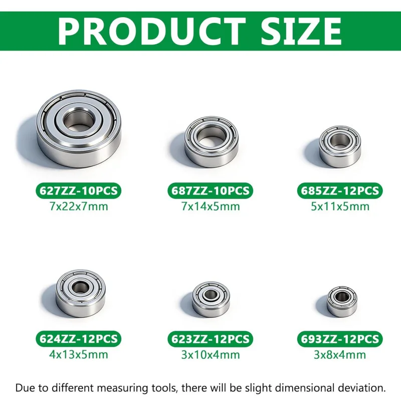 68 Pieces of Deep Groove Ball Bearing Set with 6 Sizes of Small Carbon Steel Deep Groove Balls and micro Bearings