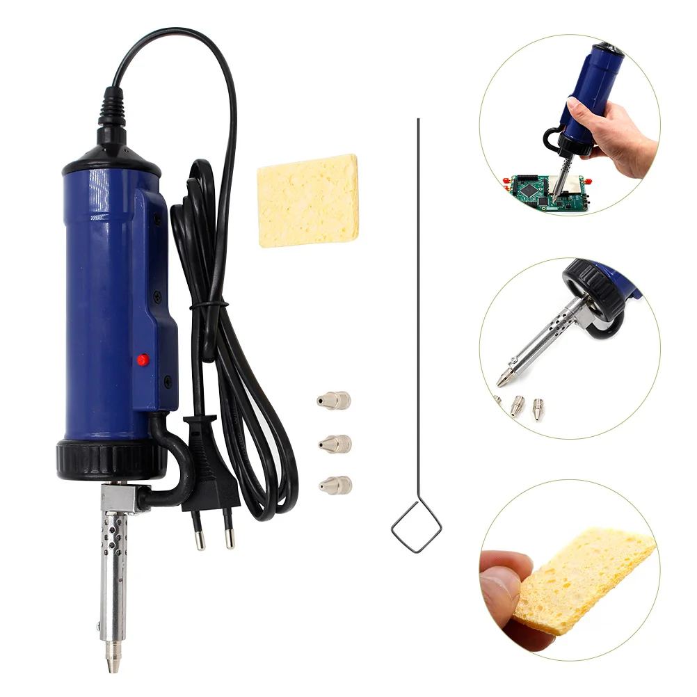 

Electric Desoldering Pump 3 Nozzles Rapid Heating Powerful Suction Tin Remove Tool DIY Vacuum Solder Sucker