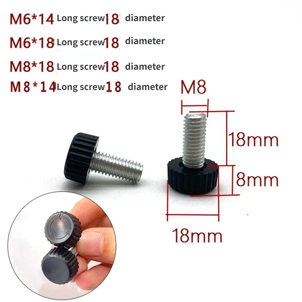 Male Thread Knurled Thumb Screw Clamping Knobs Grip Thumb Screw On Type Round Head Black Adjustable Knob Screw Plastic Shell