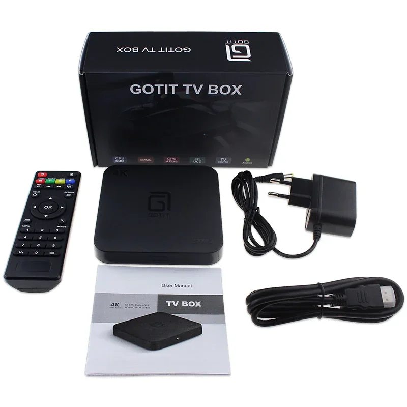 Gottit-andr TV Box slogic ، Amlogic 905w ، رباعي النواة ، 1G ، 8G ، 2G ، 16G ، UHD ، مشغل وسائط 4K ، Miracast ، DLNA ، DLNA اختياري