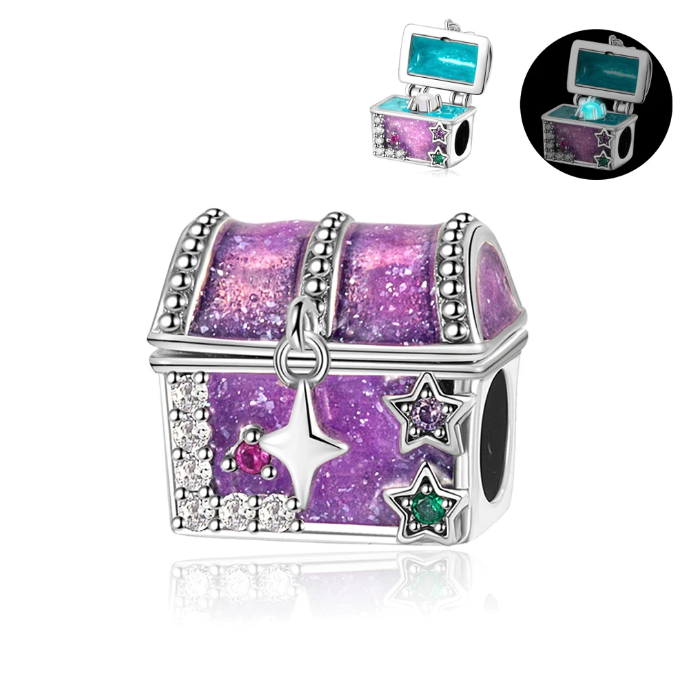 

Pan Charms Original Fluorescent Treasure Chest Charm Bracelet Pendant Jewelry