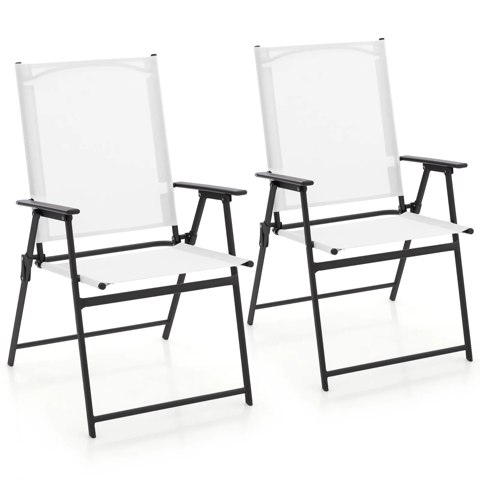 

2-Piece Patio Folding Chairs High Back Dining Chair Set w/ Weather-resistant