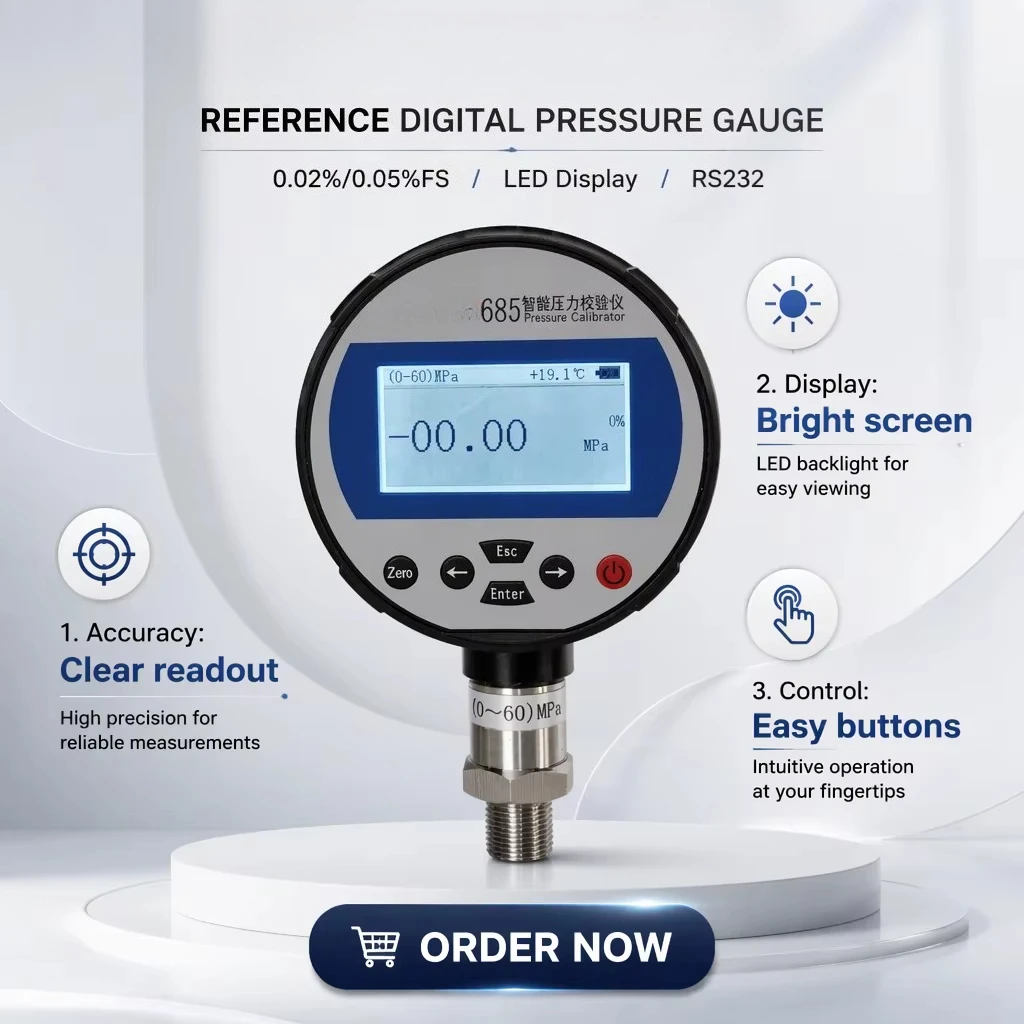600bar Stainless Steel Pneumatic  Reference Digital Hydraulic Pressure Gauge Comparator Indicator Manometer Calibrator